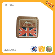LB383 Étiquette de vêtement à la main en forme de forme carrée logo étiquette de cuir deboss pour vêtement / sac / chapeau